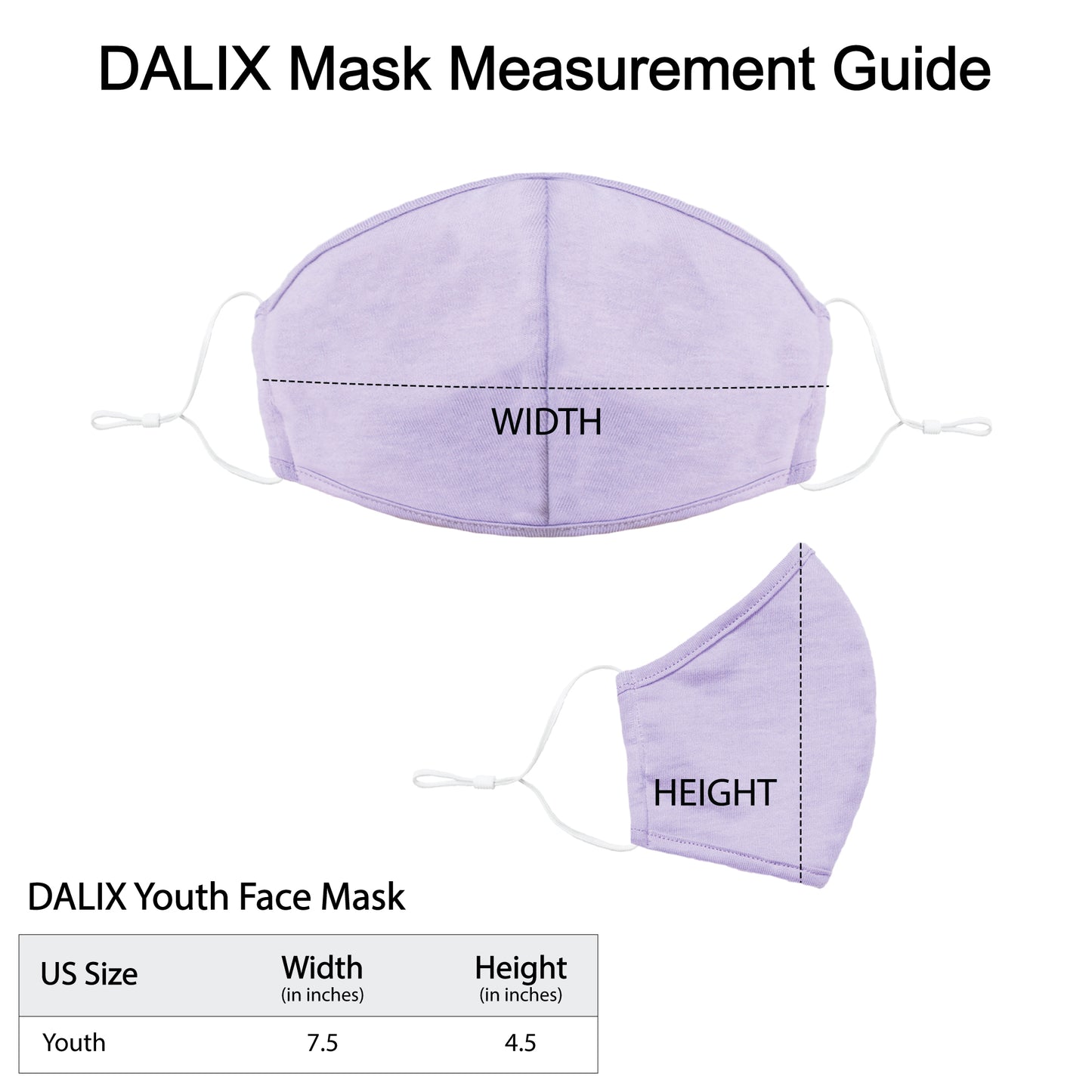 Dalix Kids Cotton Face Mask Reuseable Washable Made in USA - XXS-XS Size