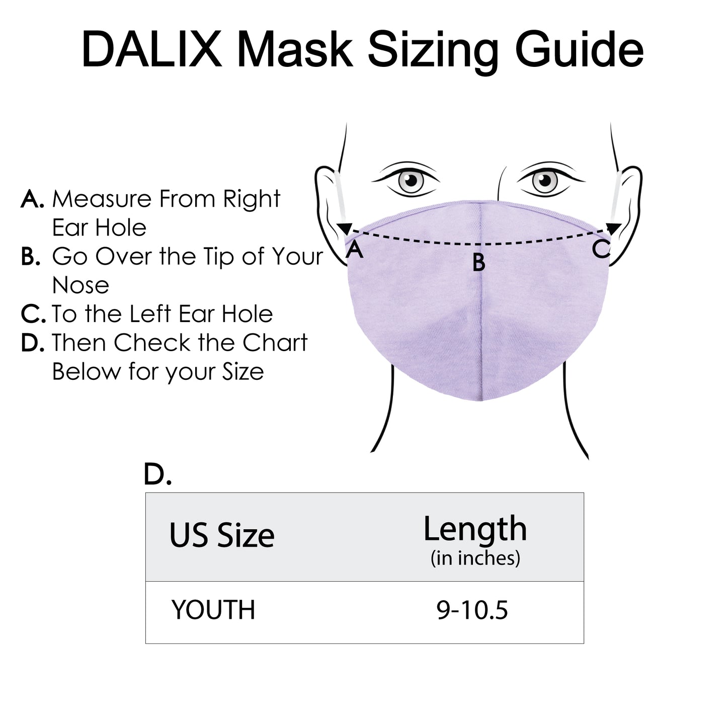 Dalix Kids Cotton Face Mask Reuseable Washable Made in USA - XXS-XS Size