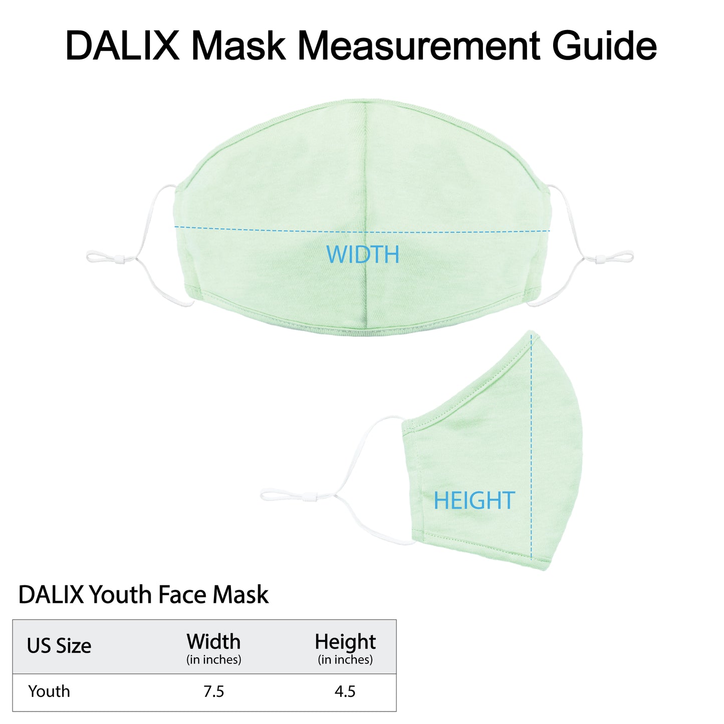 Dalix Kids Cotton Face Mask Reuseable Washable Made in USA - XXS-XS Size