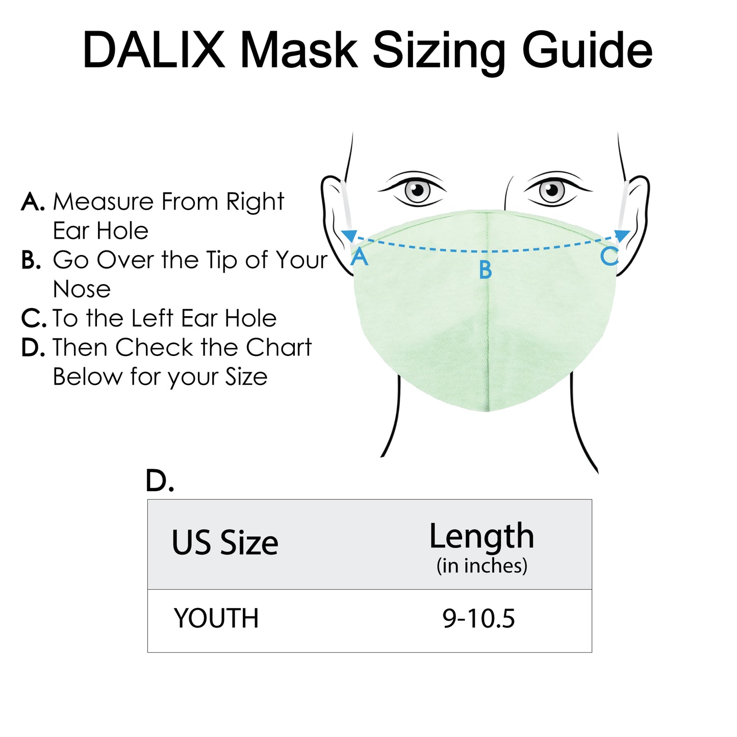 Dalix Kids Cotton Face Mask Reuseable Washable Made in USA - XXS-XS Size