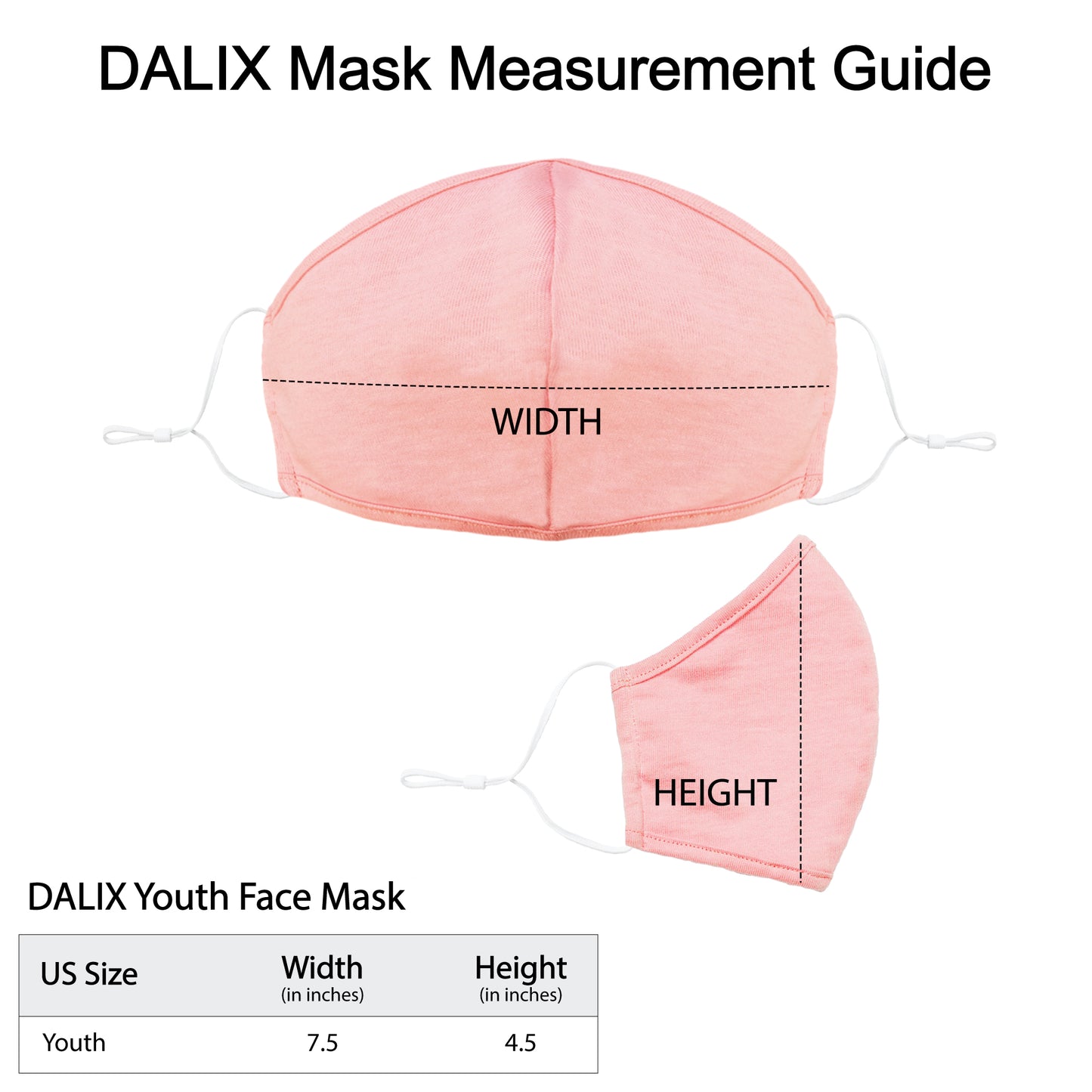 Dalix Kids Cotton Face Mask Reuseable Washable Made in USA - XXS-XS Size