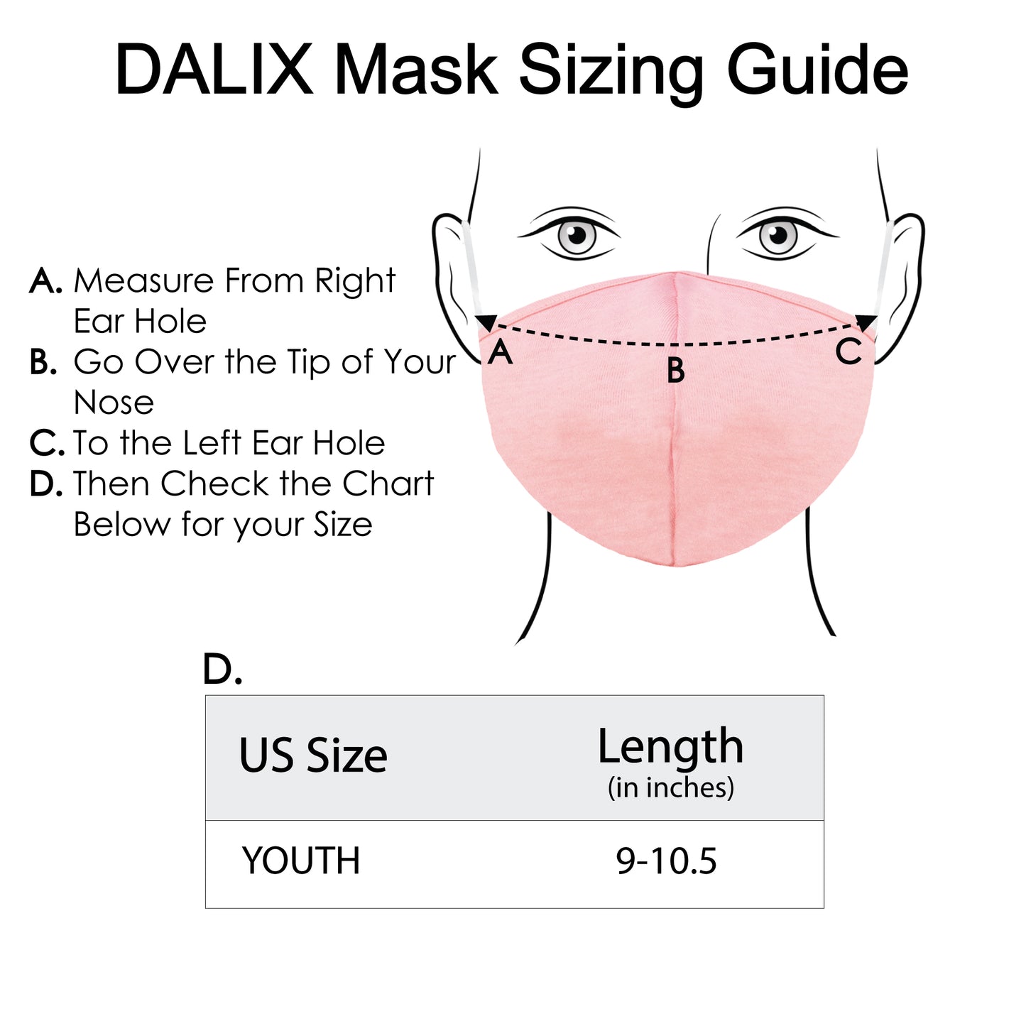Dalix Kids Cotton Face Mask Reuseable Washable Made in USA - XXS-XS Size