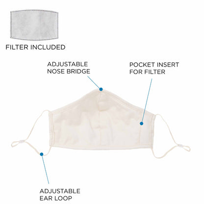 Dalix Skin Tone Cloth Face Mask 3 Layer Filter Pocket Nose Piece
