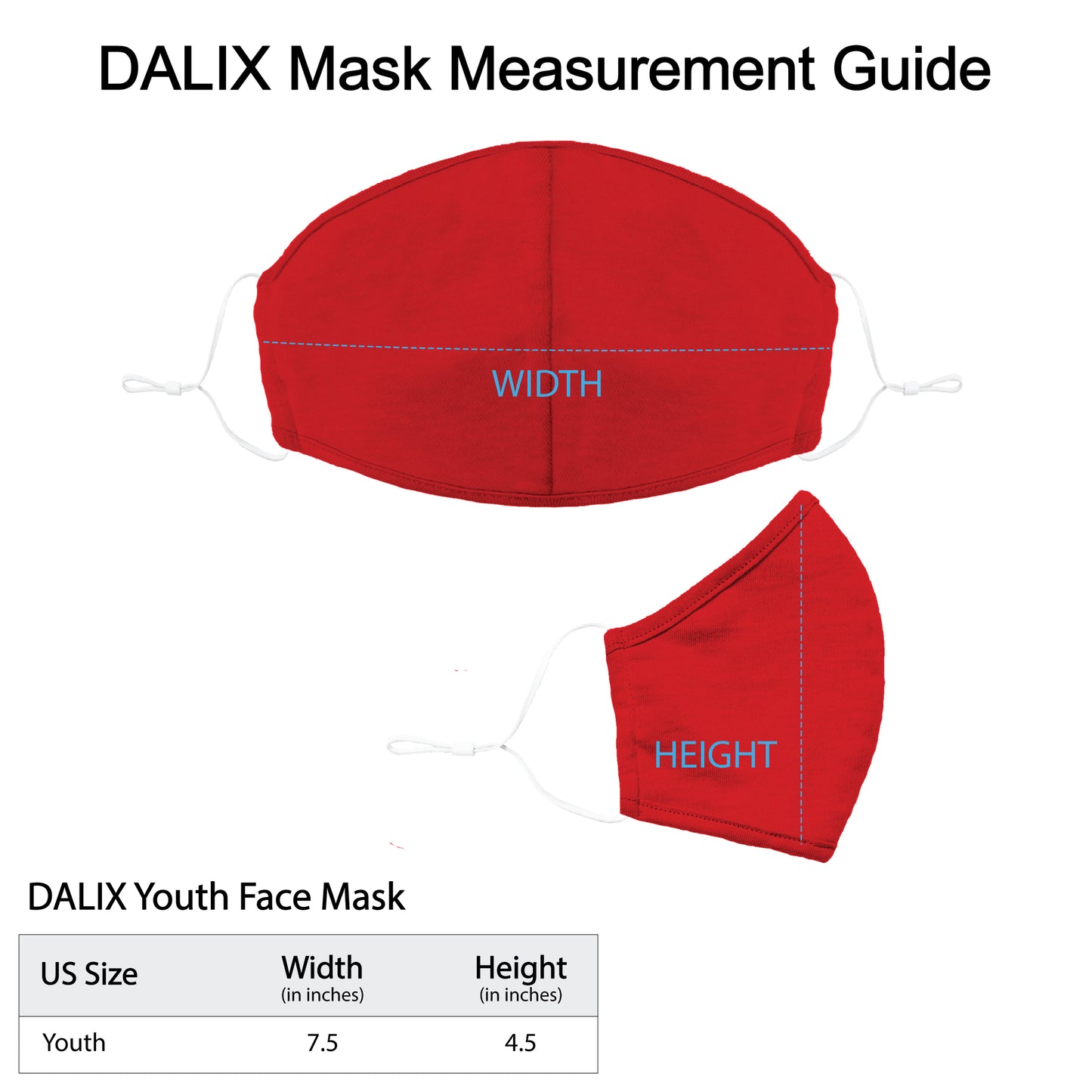 Dalix Kids Cotton Face Mask Reuseable Washable Made in USA - XXS-XS Size