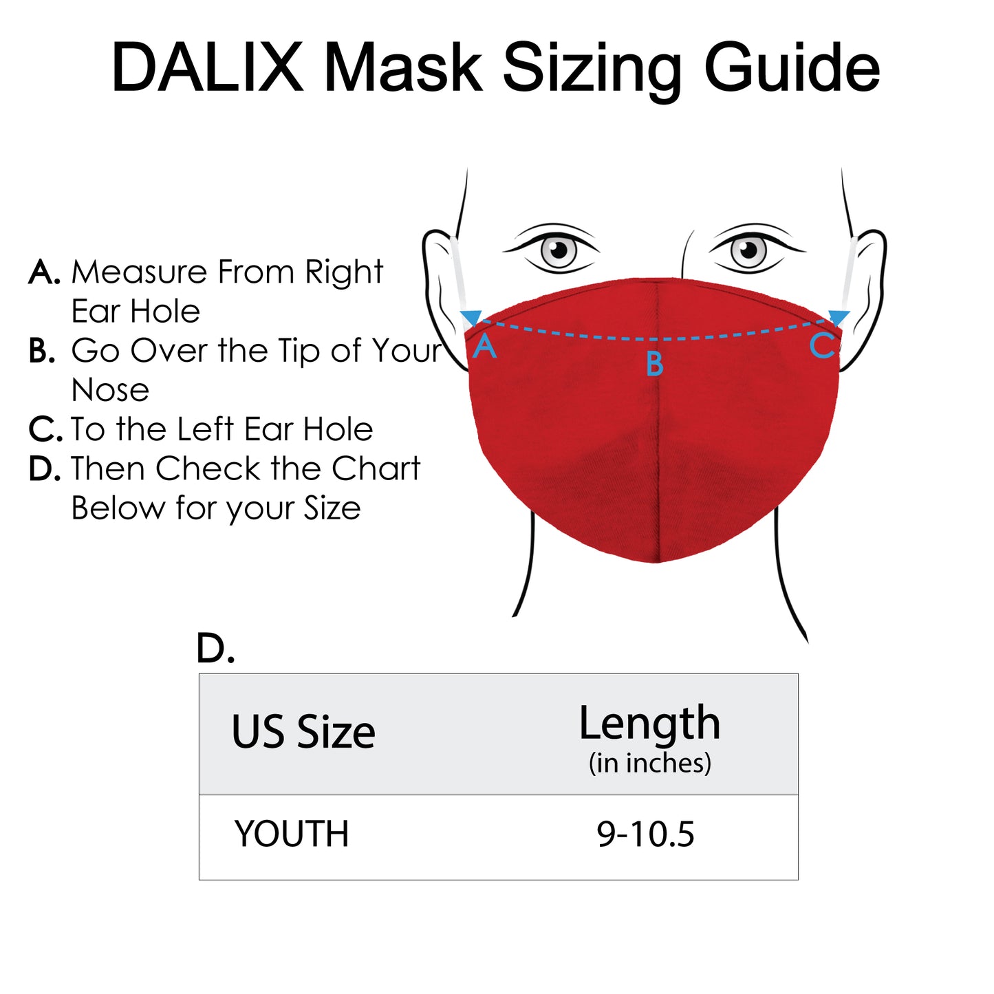 Dalix Kids Cotton Face Mask Reuseable Washable Made in USA - XXS-XS Size