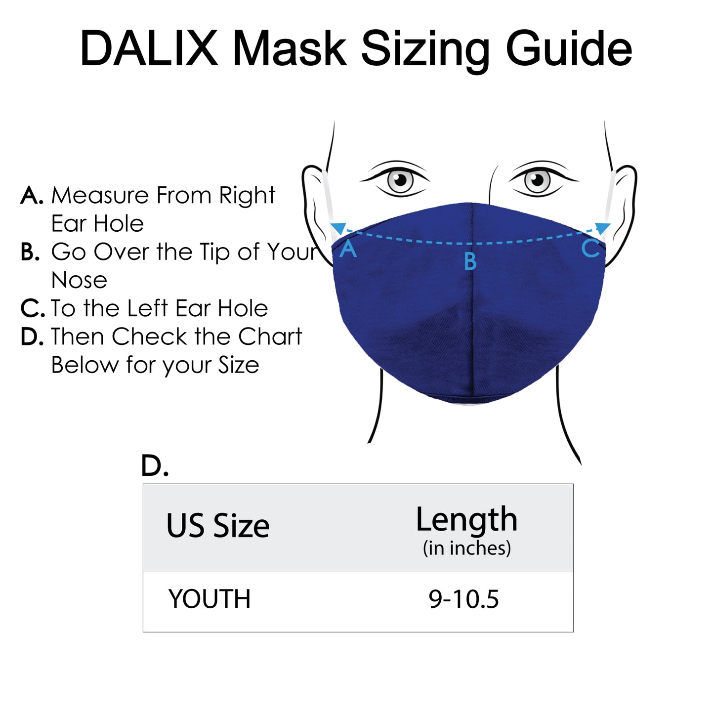 Dalix Kids Cotton Face Mask Reuseable Washable Made in USA - XXS-XS Size