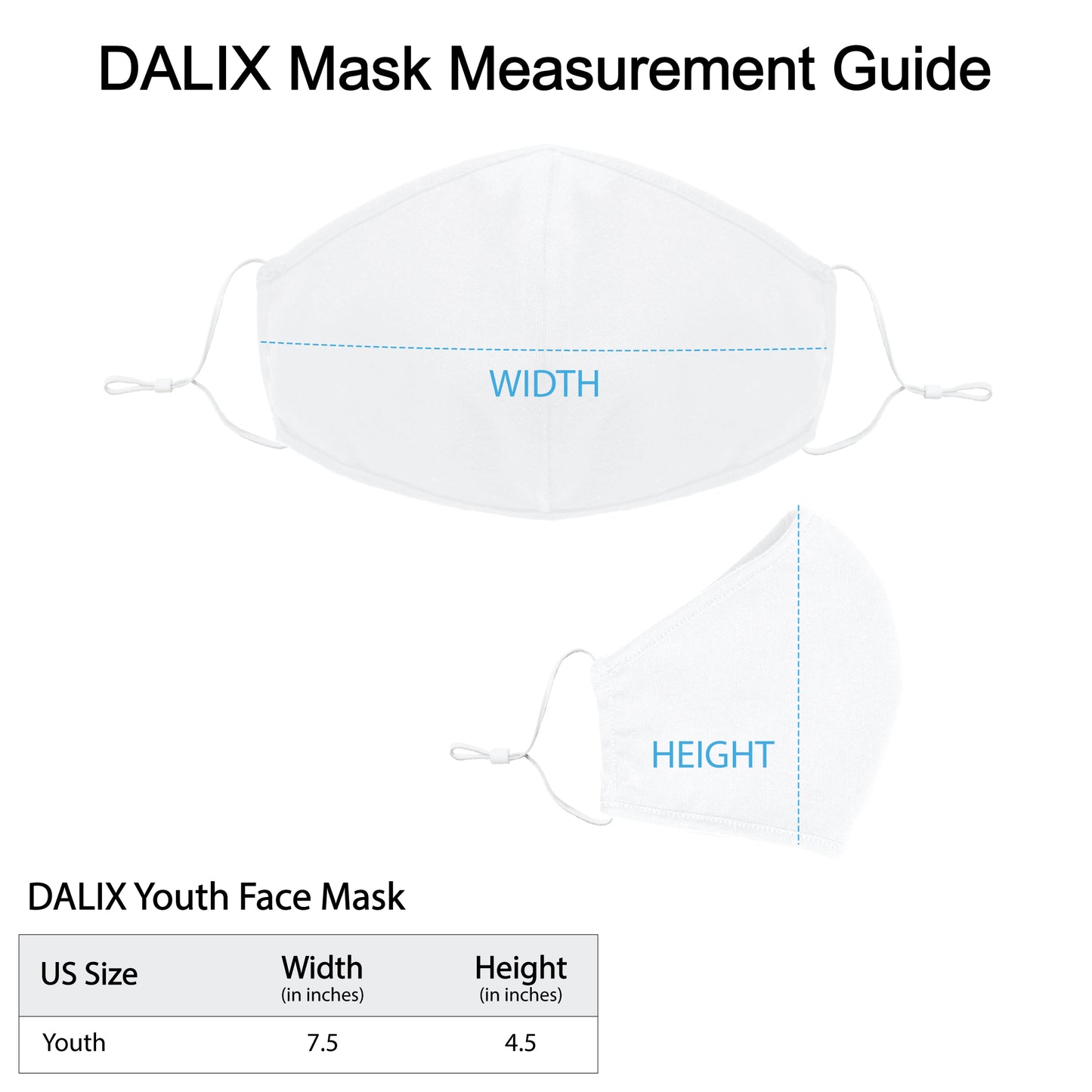 Dalix Kids Cotton Face Mask Reuseable Washable Made in USA - XXS-XS Size
