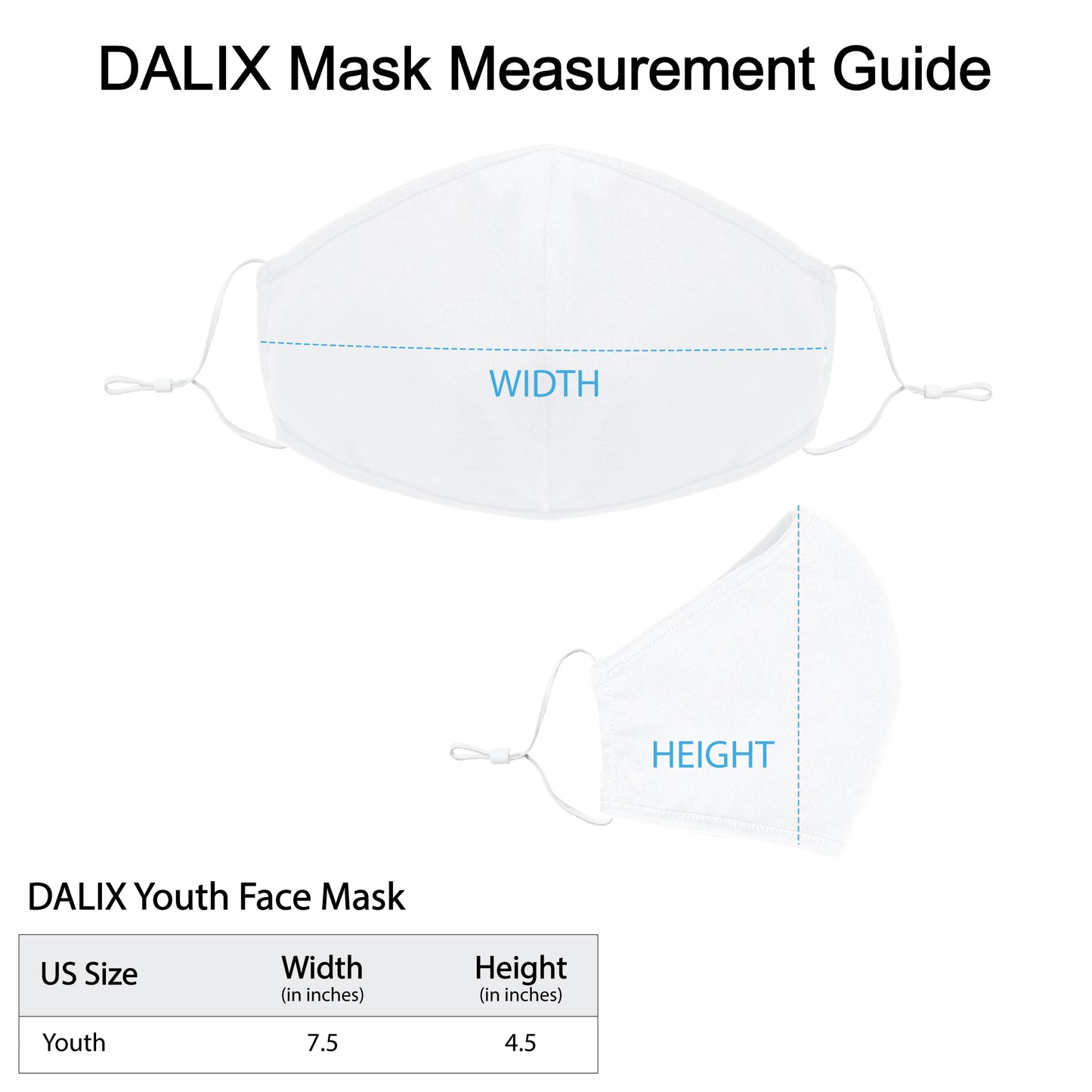Dalix Kids Cotton Face Mask Reuseable Washable Made in USA - XXS-XS Size 3 Pack