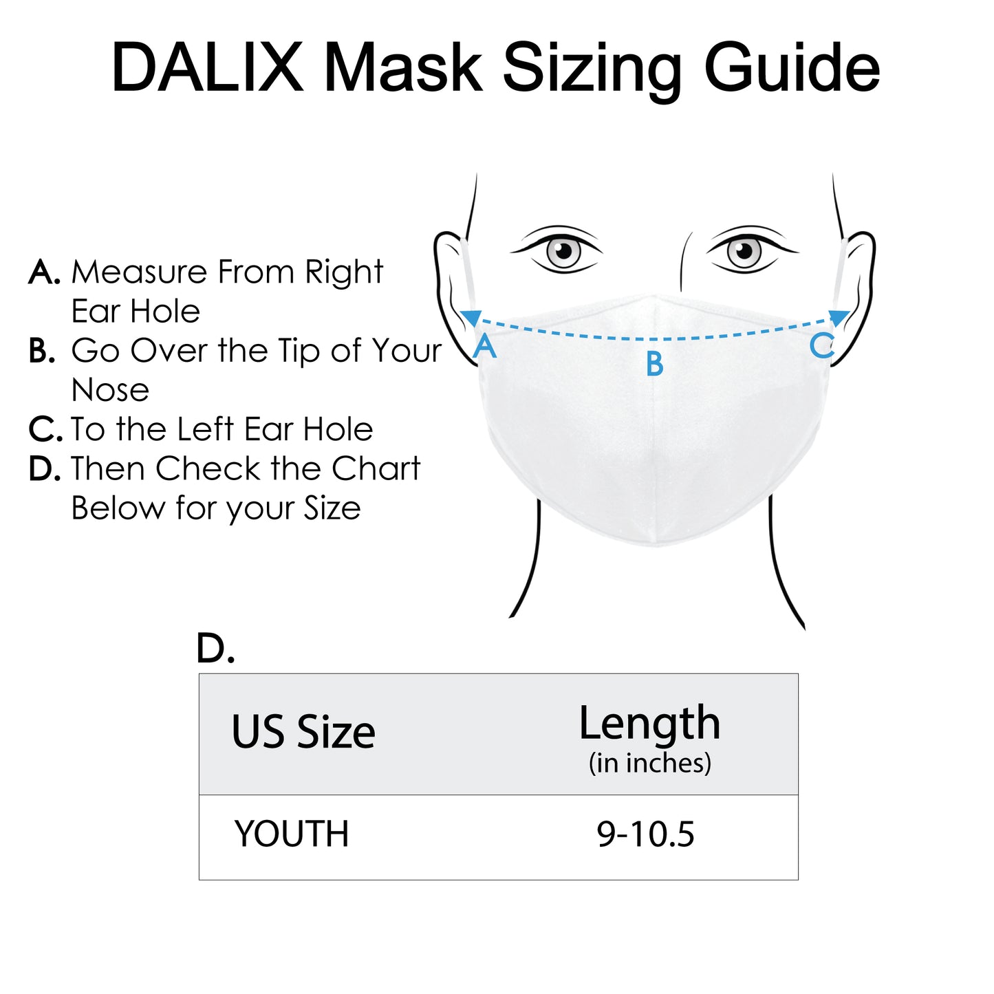 Dalix Kids Cotton Face Mask Reuseable Washable Made in USA - XXS-XS Size