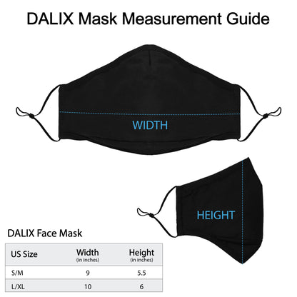 DALIX Cloth Face Mask 3 Layer Filter Pocket Adjustable Nose Ear Loops S/M with Filter- 3 Pack