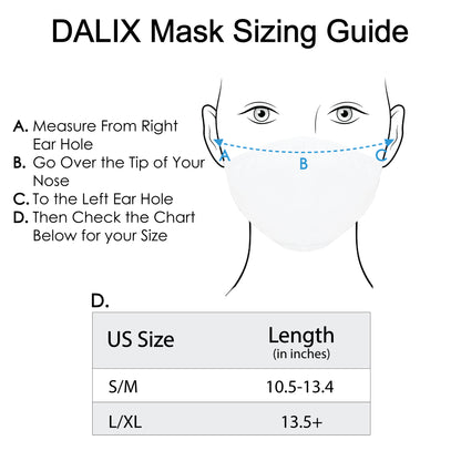 Dalix Cloth Face Mask 3 Layer Filter Pocket Adjustable Nose Ear Loops S/M with Filter