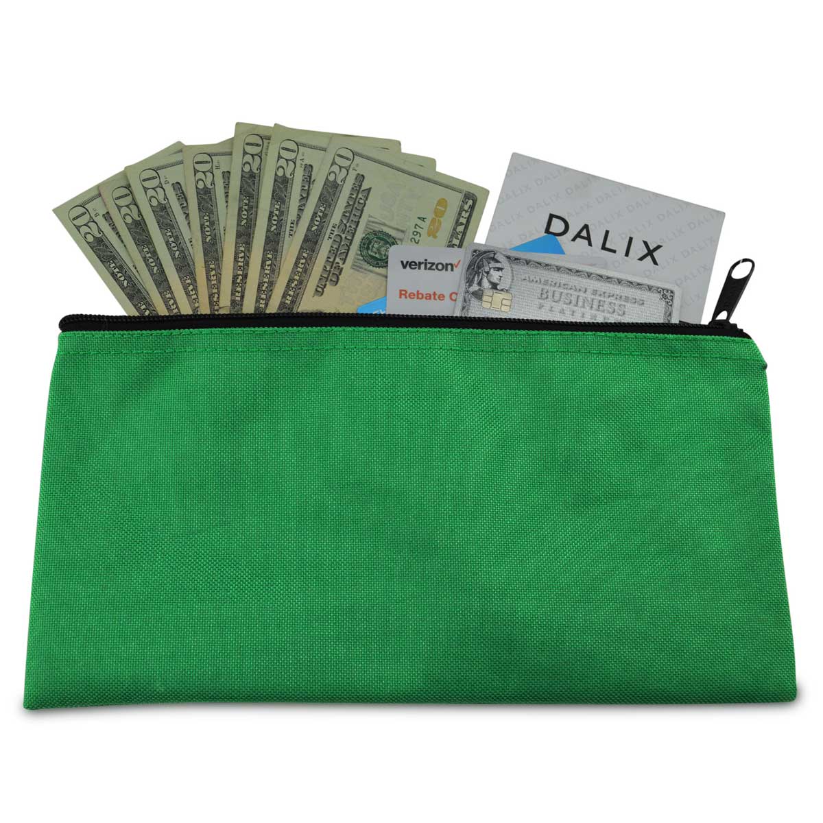 DALIX Bank Bags Money Pouch Securit Deposit Utility Zipper Coin Bag Black 2  Pack