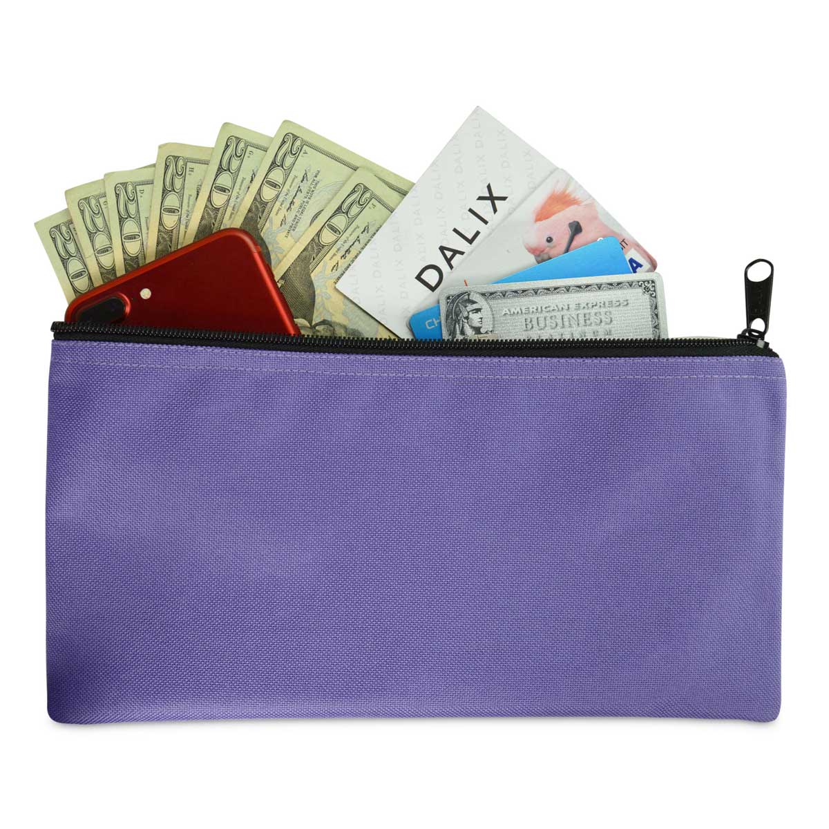 DALIX Zipper Bank Deposit Money Bags Cash Coin Pouch 6 Pack