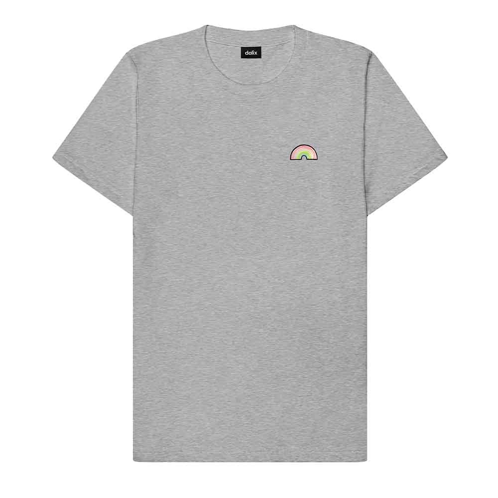 Dalix Rainbow (Glow in the Dark) Embroidered Relaxed Heavy Soft Cotton T Shirt Mens in Athletic Heather 2XL XX-Large