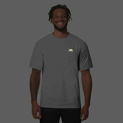 Dalix Rainbow (Glow in the Dark) Embroidered Relaxed Heavy Soft Cotton T Shirt Mens in Athletic Heather M Medium