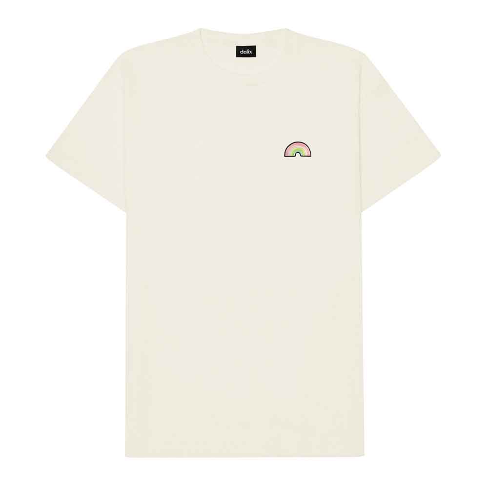 Dalix Rainbow (Glow in the Dark) Embroidered Relaxed Heavy Soft Cotton T Shirt Mens in Black XL X-Large