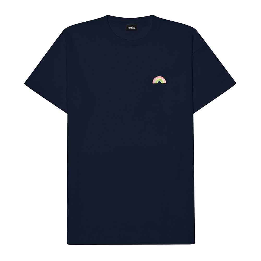 Dalix Rainbow (Glow in the Dark) Embroidered Relaxed Heavy Soft Cotton T Shirt Mens in Dark Gray 2XL XX-Large