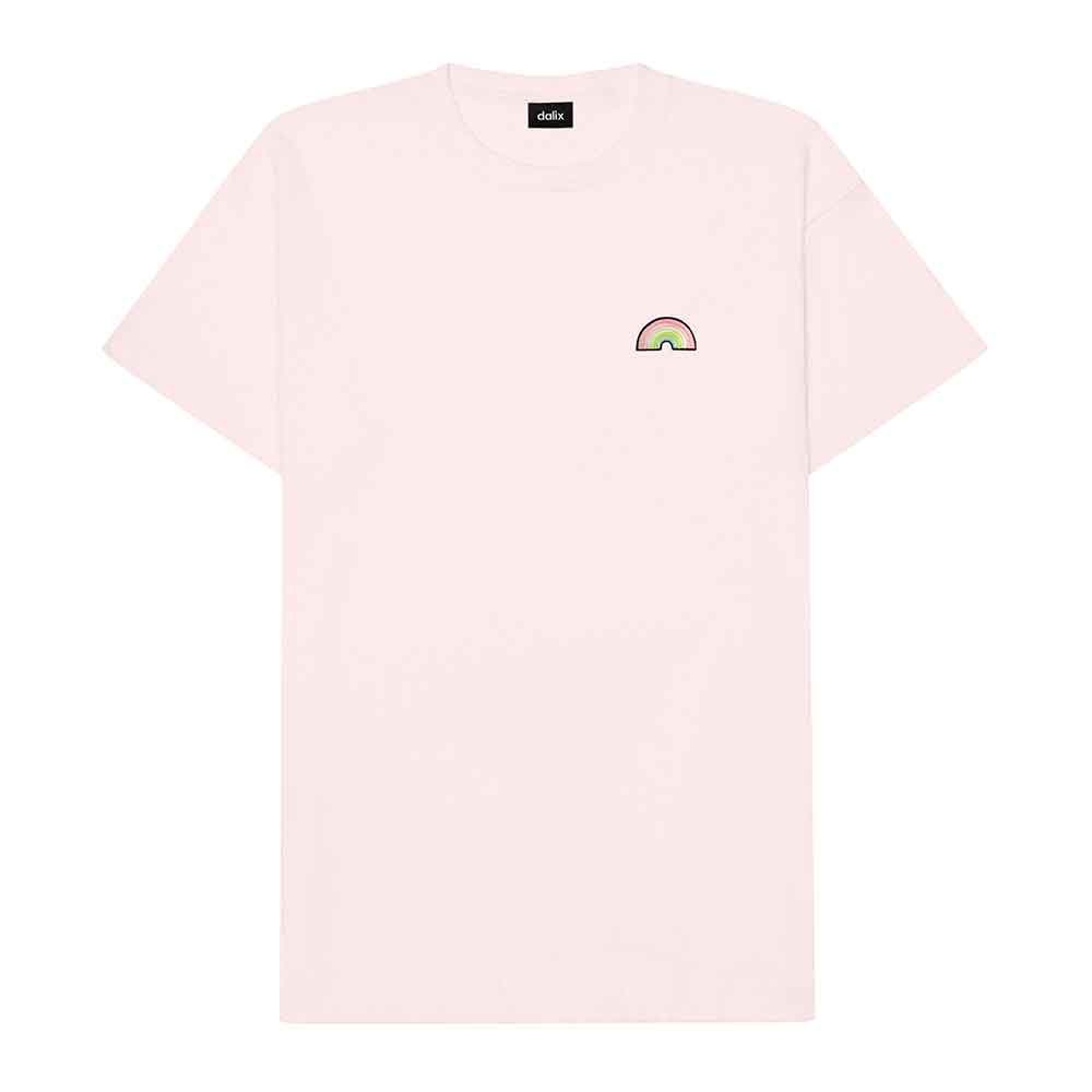 Dalix Rainbow (Glow in the Dark) Embroidered Relaxed Heavy Soft Cotton T Shirt Mens in Dark Gray L Large
