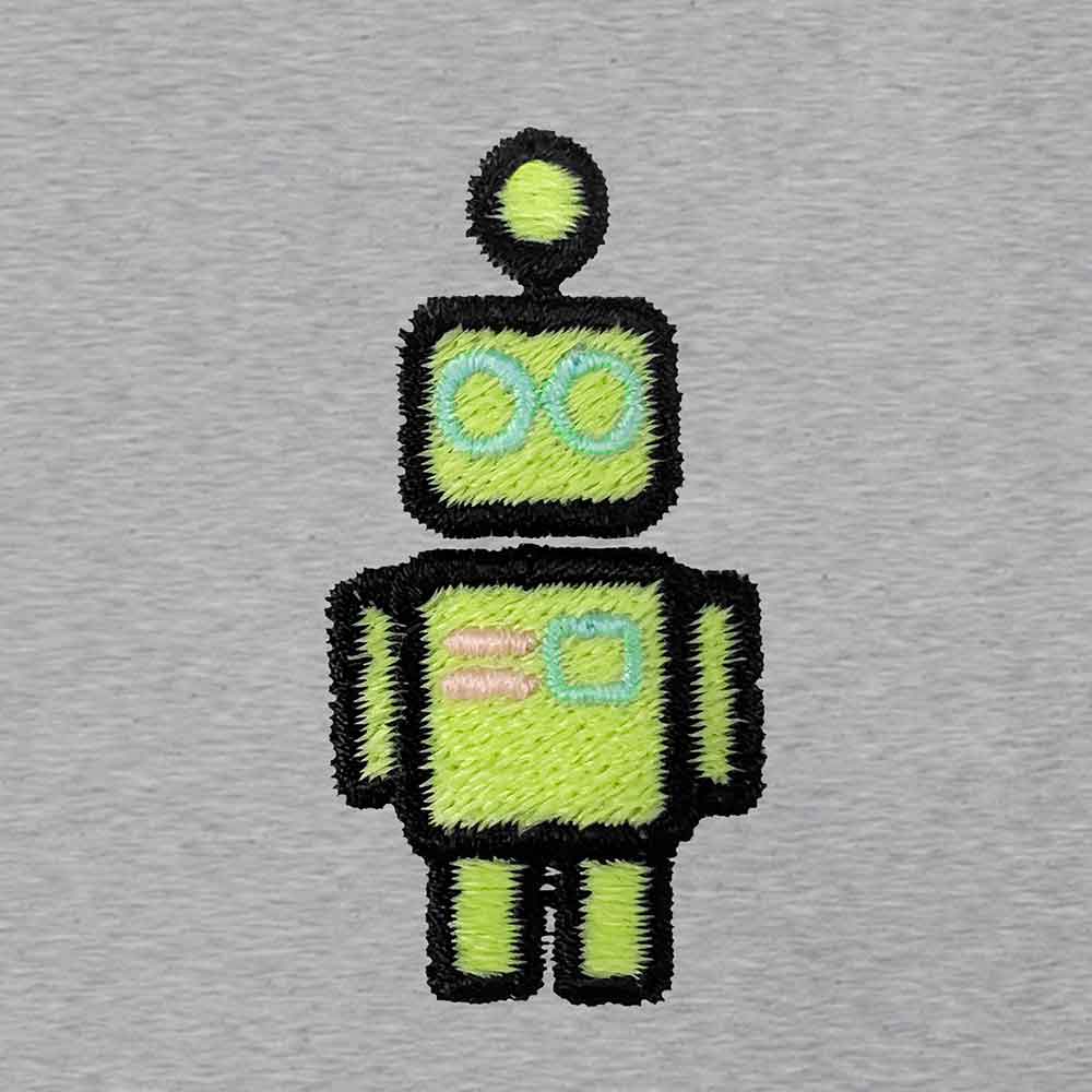 Dalix Robot (Glow in the Dark) Embroidered Relaxed Heavy Soft Cotton T Shirt Mens in Athletic Heather L Large