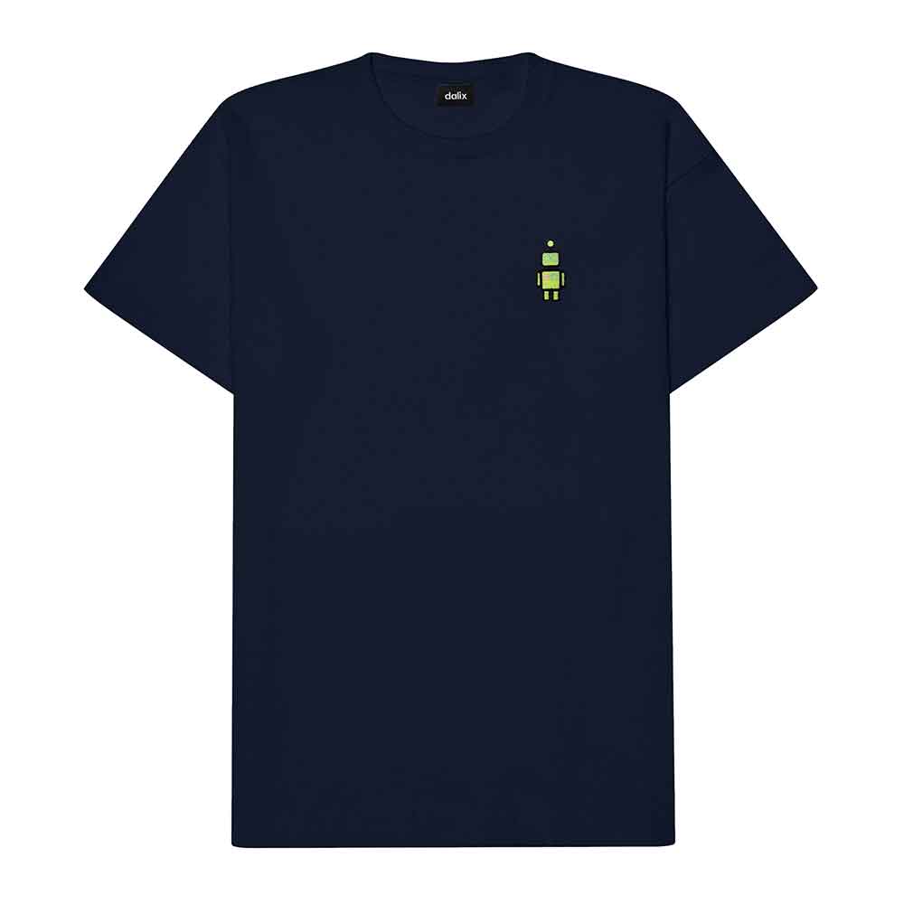 Dalix Robot (Glow in the Dark) Embroidered Relaxed Heavy Soft Cotton T Shirt Mens in Dark Gray 2XL XX-Large