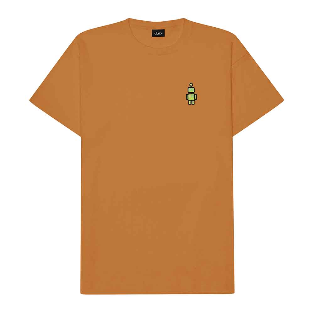 Dalix Robot (Glow in the Dark) Embroidered Relaxed Heavy Soft Cotton T Shirt Mens in Dark Gray M Medium