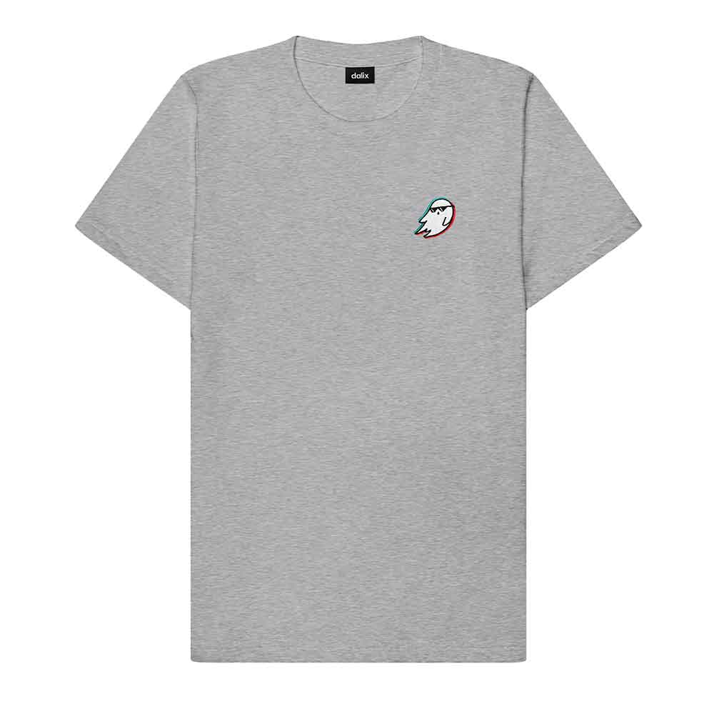 Dalix Ghost Life Embroidered Relaxed Heavy Soft Cotton T Shirt Mens in Athletic Heather 2XL XX-Large