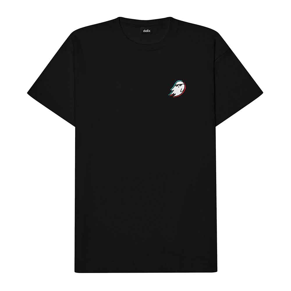 Dalix Ghost Life Embroidered Relaxed Heavy Soft Cotton T Shirt Mens in Black L Large