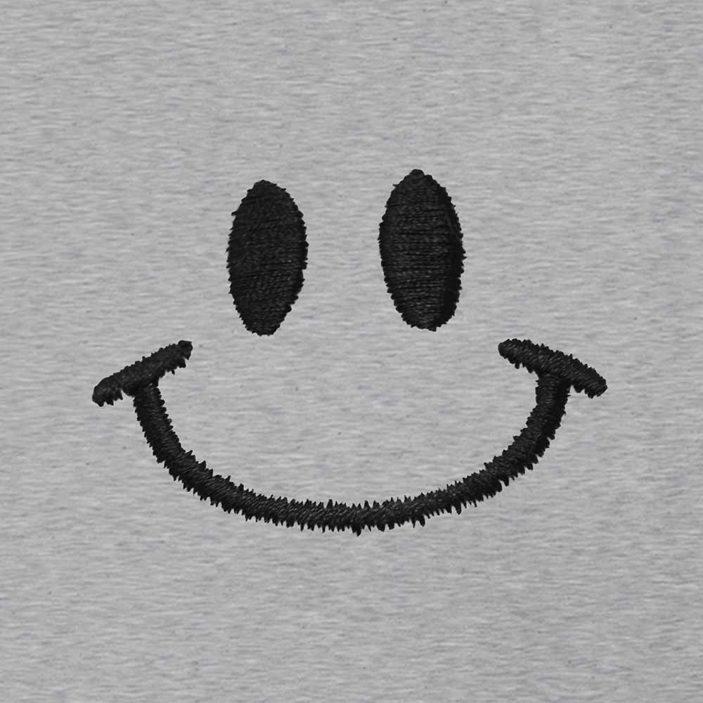 Dalix Smile Face Embroidered Cotton Relaxed Boxy Fit Short Sleeve Crewneck Tee Shirt Mens in Athletic Heather 2XL XX-Large