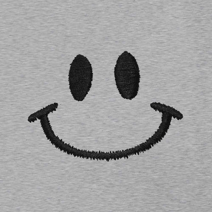 Dalix Smile Face Embroidered Cotton Relaxed Boxy Fit Short Sleeve Crewneck Tee Shirt Mens in Athletic Heather 2XL XX-Large