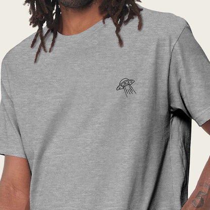 Dalix UFO Embroidered Cotton Relaxed Boxy Fit Short Sleeve Crewneck Tee Shirt Mens in Athletic Heather 2XL XX-Large