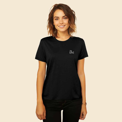 Dalix Be Kind Embroidered Cotton Relaxed Fit Short Sleeve Crewneck Tee Shirt Women in Black 2XL XX-Large