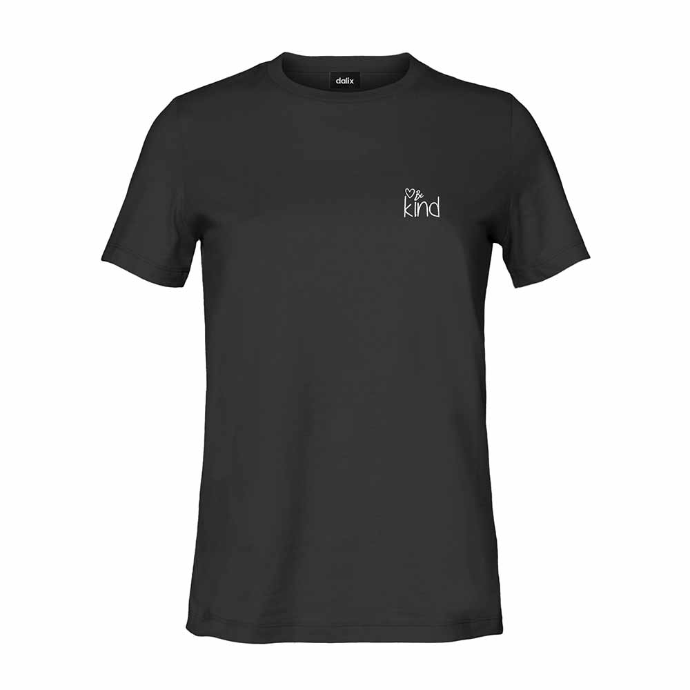 Dalix Be Kind Embroidered Cotton Relaxed Fit Short Sleeve Crewneck Tee Shirt Women in Dark Gray 2XL XX-Large
