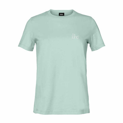Dalix Be Kind Embroidered Cotton Relaxed Fit Short Sleeve Crewneck Tee Shirt Women in Dusty Blue 2XL XX-Large