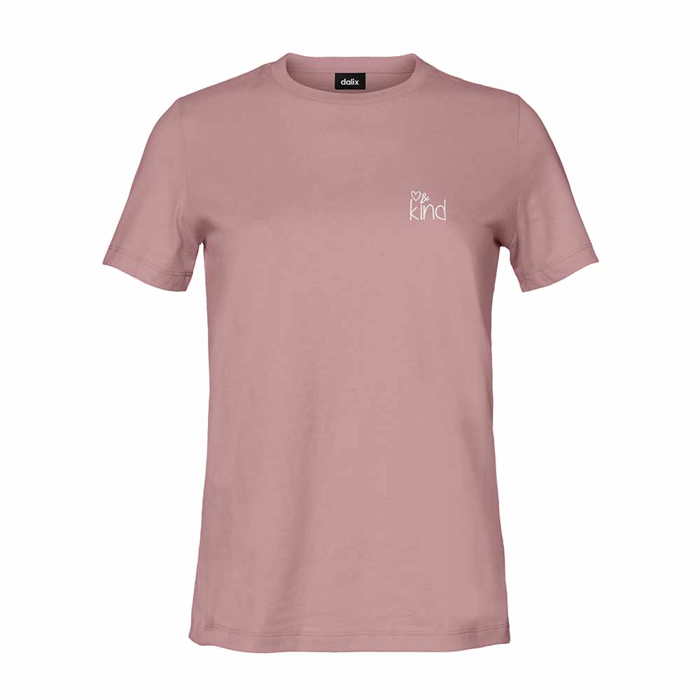 Dalix Be Kind Embroidered Cotton Relaxed Fit Short Sleeve Crewneck Tee Shirt Women in Orchid Purple 2XL XX-Large