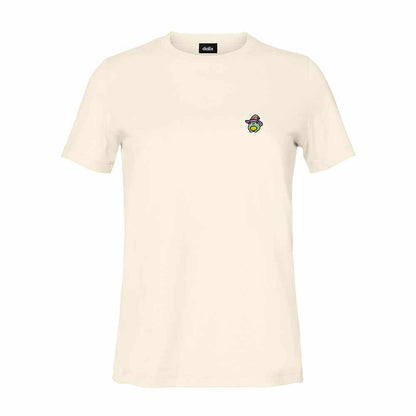 Dalix Sorcerer Frog Embroidered Cotton Relaxed Short Sleeve Tee T Shirt Womens in Natural 2XL XX-Large