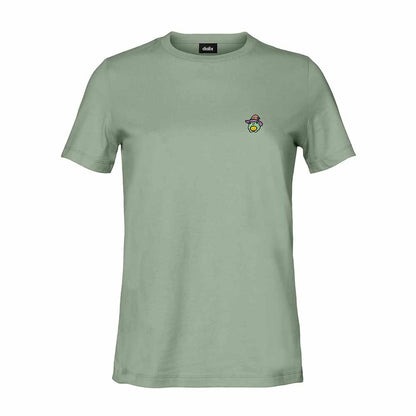 Dalix Sorcerer Frog Embroidered Cotton Relaxed Short Sleeve Tee T Shirt Womens in Sage 2XL XX-Large