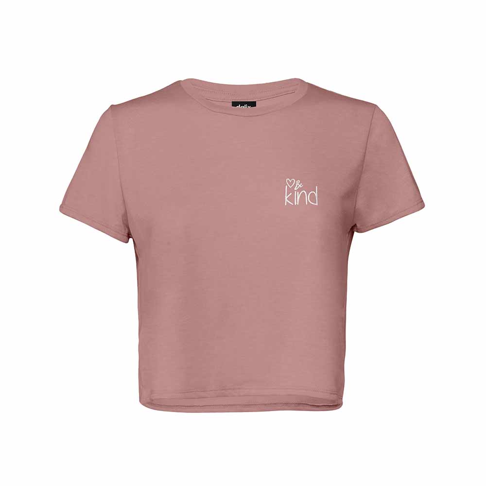 Dalix Be Kind Embroidered Cotton Relaxed Fit Short Sleeve Crewneck Tee Shirt Womens in Mauve 2XL XX-Large