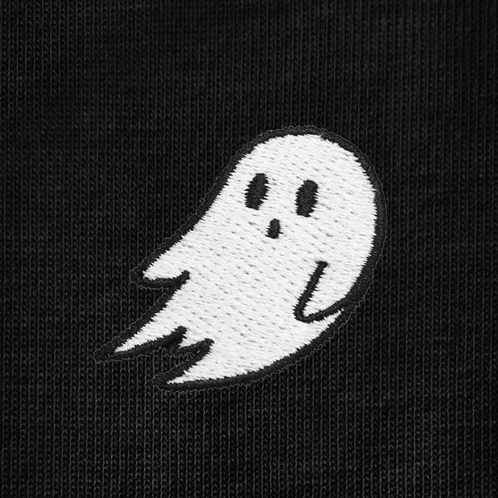 Dalix Ghost Embroidered Cropped Flowy Soft Cotton Short Sleeve T Shirt Womens in Black 2XL XX-Large