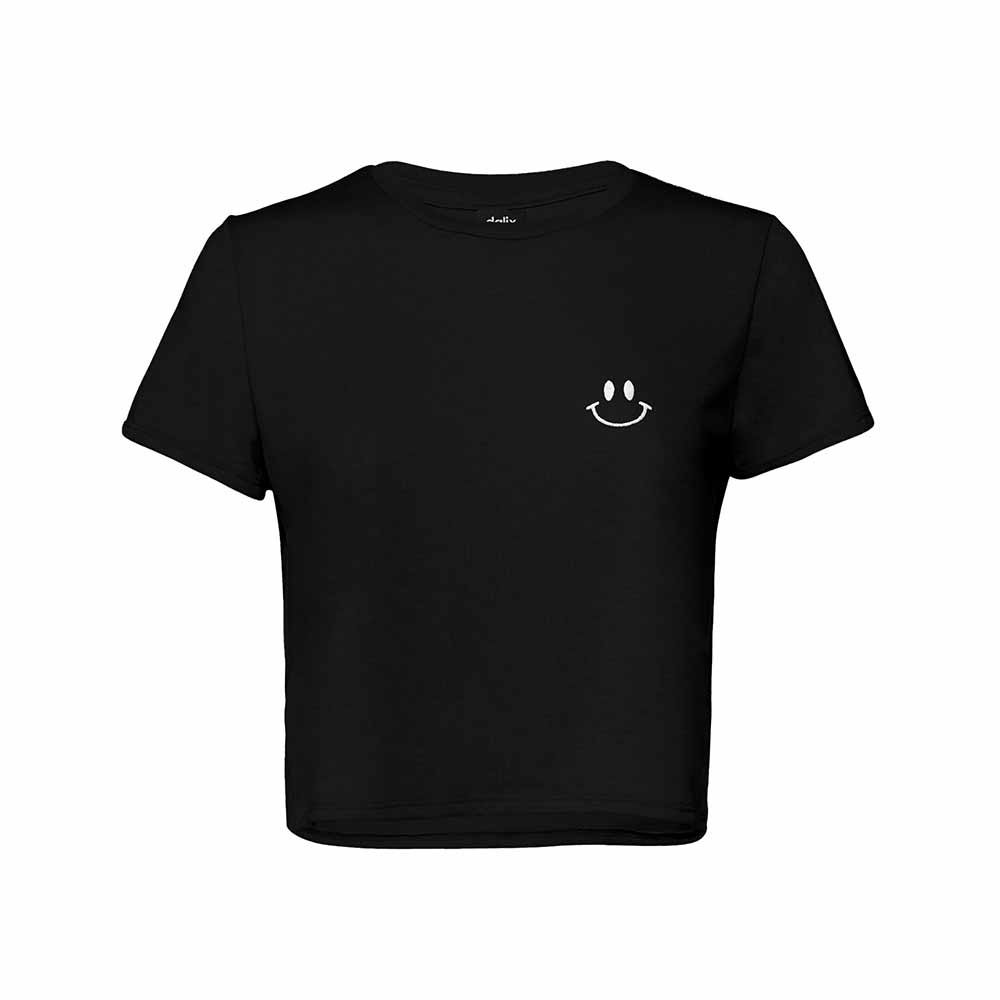 Dalix Smile Face Relaxed Cropped Tee