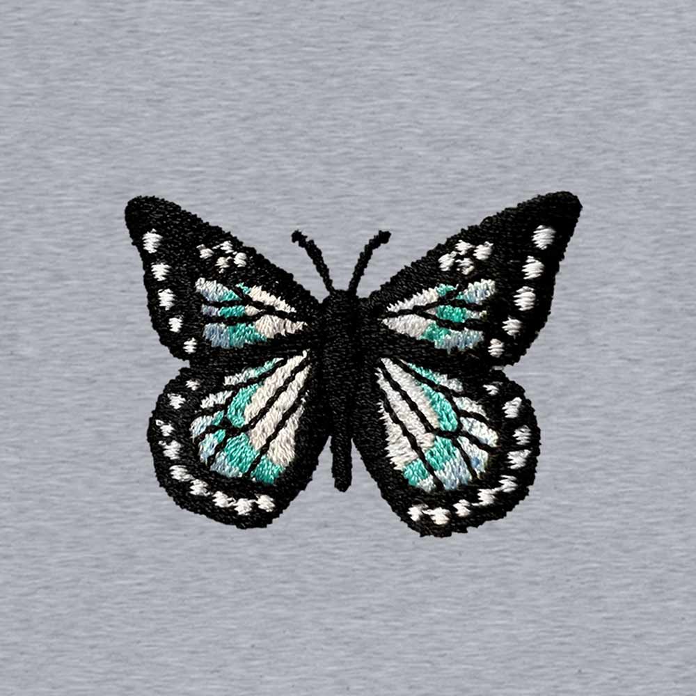 Dalix Butterfly Embroidered Cotton Relaxed Fit Flowy Short Sleeve Crewneck Tee Shirt Womens in Athletic Heather 2XL XX-Large