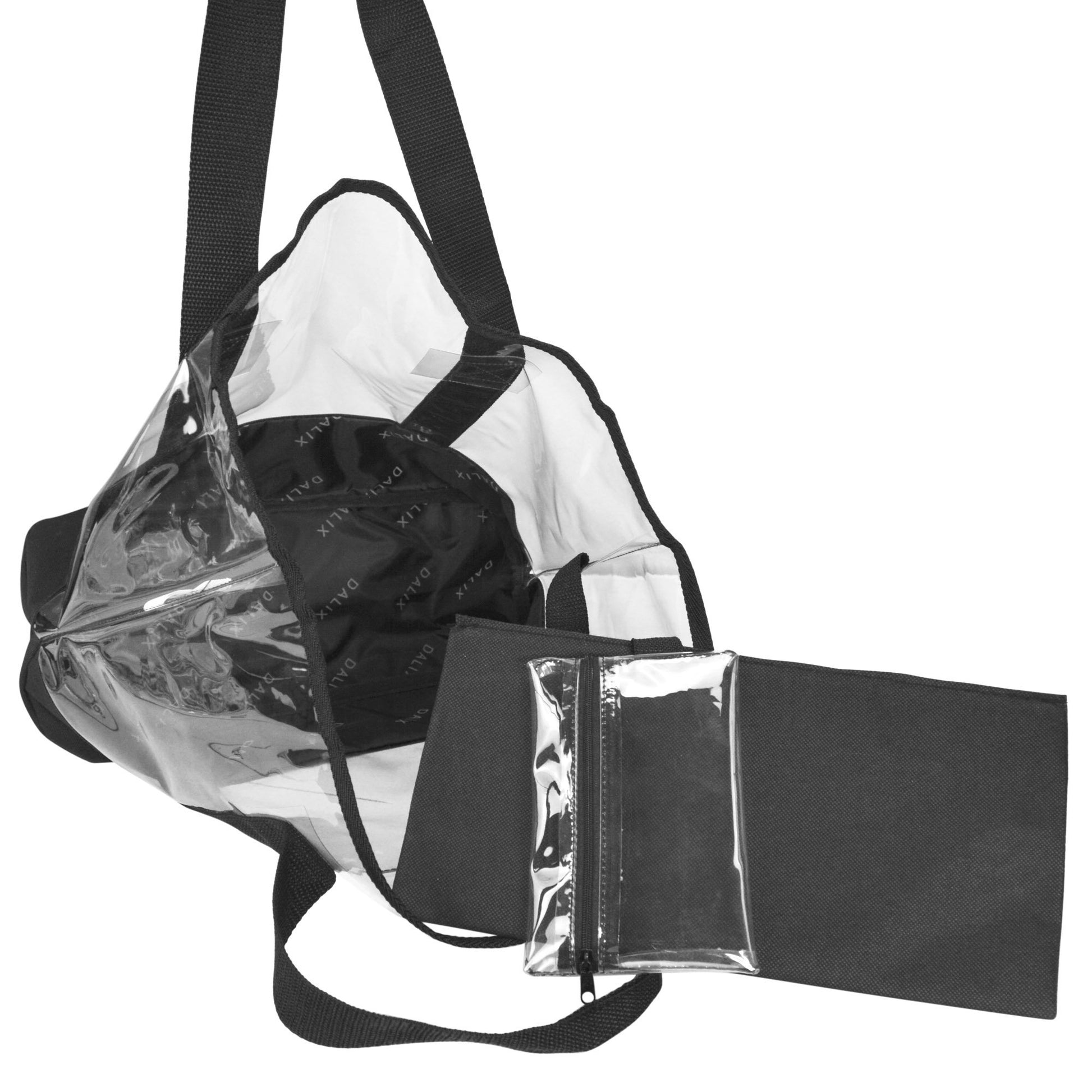 Dalix Clear Shopping Bag Security Work Tote Shoulder Bag Womens Handbag in Black