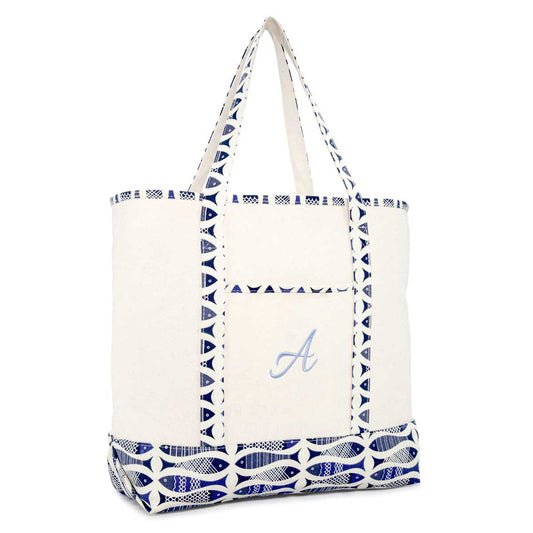 sdjma Initial Printed Canvas Tote Bag