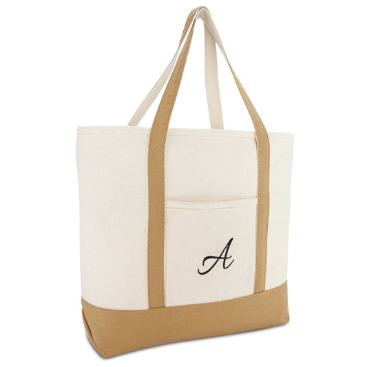 DALIX Tote Bag Satchel Shoulder Bags for Women Beach Totes Brown Ballent A-Z Shopping Totes DALIX Brown A 