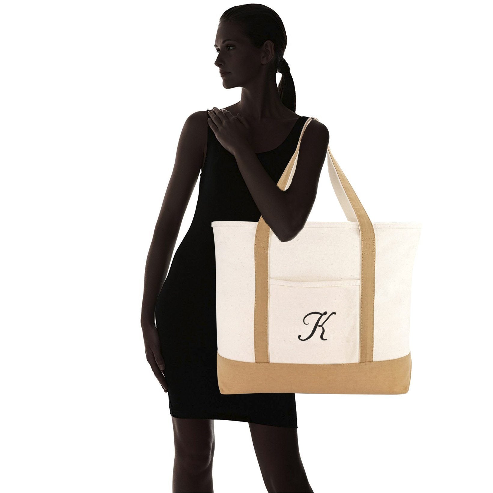 DALIX Tote Bag Satchel Shoulder Bags for Women Beach Totes Brown Ballent A-Z Shopping Totes DALIX 