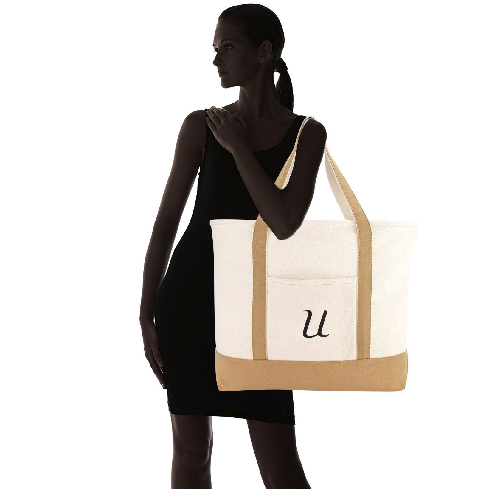 DALIX Tote Bag Satchel Shoulder Bags for Women Beach Totes Brown Ballent A-Z Shopping Totes DALIX 