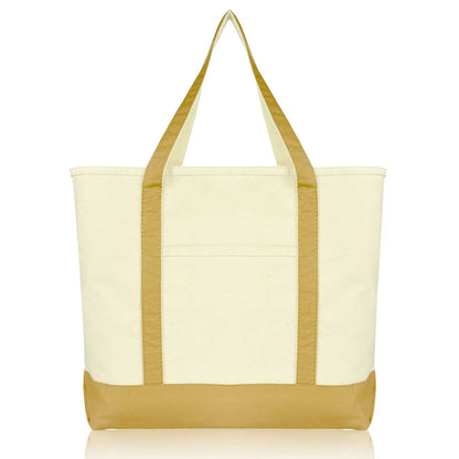 Dalix 22" Cotton Canvas Tote Bag (Zippered Top)