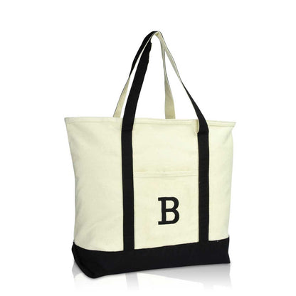 Dalix Initial Tote Bag Personalized Monogram Zippered Top Letter - B