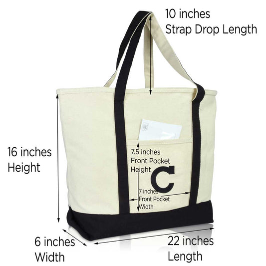 Dalix Initial Tote Bag Personalized Monogram Zippered Top Letter - C