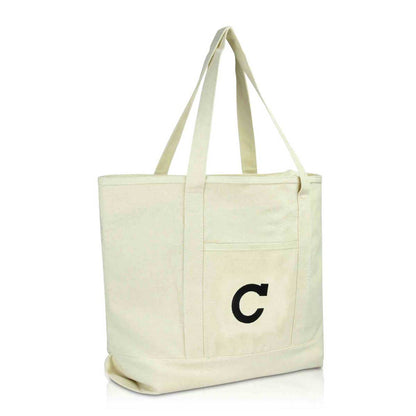 Dalix Initial Tote Bag Personalized Monogram Zippered Top Letter - C