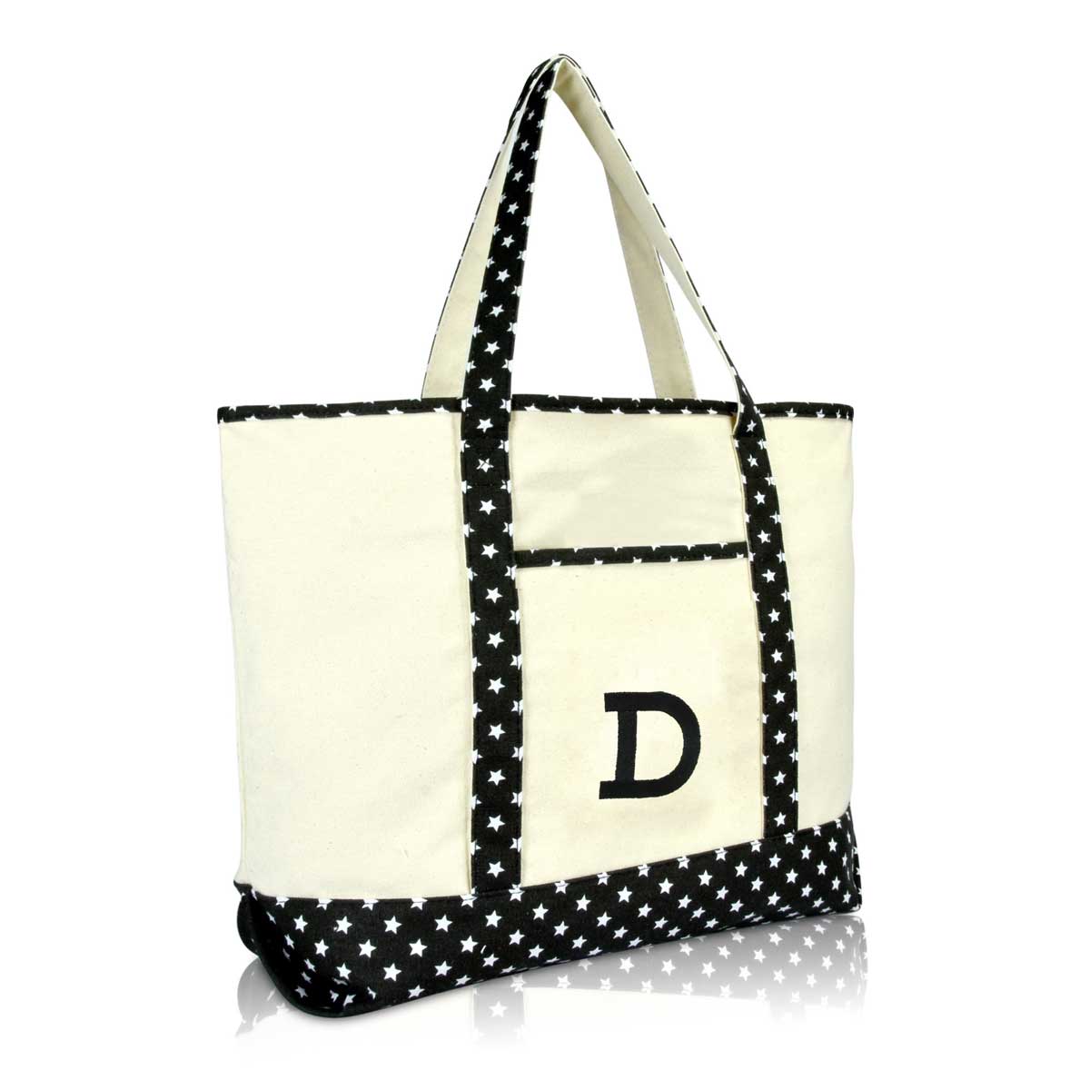 Dalix Initial Tote Bag Personalized Monogram Zippered Top Letter - D